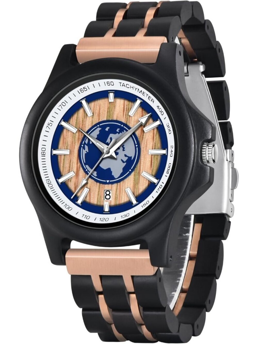 Men's Black Brown 100% Manual Classic Wrist Analog Quartz Handmade Wooden Watch